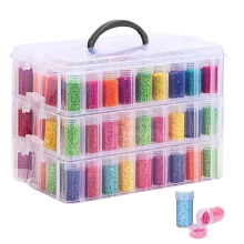 Opbergdoos voor diamantschilderijen, 3-laags stapelbare kralenorganizer met handvat, knutseldoos