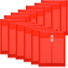 12 stuks plastic mappen voor documenten, A4-enveloppen met drukknoopsluiting en koordsluiting, voor school en thuis