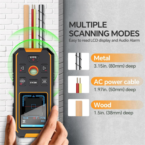 Stud Finder Wandscanner Laser Afstandsmeter, Multifunctionele Locator met Geüpgraded Display en Stem 2