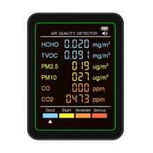 6-in-1 luchtkwaliteitsmonitor, multifunctionele automatische display, binnenkantoor, wandmontage, schermdetector B