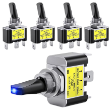 LED-tuimelschakelaar aan/uit 12V 30A blauw verlichte metalen zware SPST 3-pins wipschakelaar 12 mm montagegat
