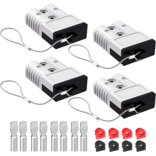 Anderson Connector, 1/0AWG Accu Aansluiting met Harde Deksel 12V-36V Stekker Lier Bedradingsset voor Kabel RV Grijs