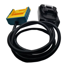Verlengsnoer voor 18V lithium-accu's en gereedschap. Kabellengte 1,5 m met haak.