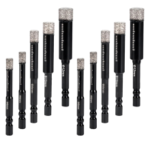 Set van 10 diamantboortjes, 1/4 5/16 3/8 1/2 inch gatenzaag - zeskantige schachtkern voor keramiek