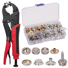 Heavy Duty Drukknoop Gereedschap Verstelbare Knoopset met 3 Matrijzen, voor Boothoezen Leer Stoffen Doe-het-zelf
