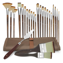 Set van 25 acrylverfkwasten, synthetische kwasten voor olieverf, aquarel, gouache, canvas, keramische rotsschildering