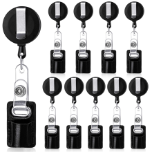 10 stuks intrekbare pen-potloodhouder met lanyard, leren, draagbare badgehouderclip voor timmerlieden, verpleegkundigen en leraren