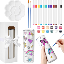 Gepersonaliseerde beschilderde bekerdecoratieset, 20 oz sublimatiebeker van roestvrij staal, geïsoleerd met deksel