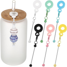 12 stuks kralen beker bedel beker rietje blanco staaf compatibel, past op standaard rietjes sieraden cadeau maken A