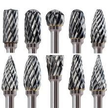 10-delige set slijpbits van wolfraamcarbide voor nauwkeurig ontbramen en polijsten - Dual-Cut, compatibel met roterend gereedschap