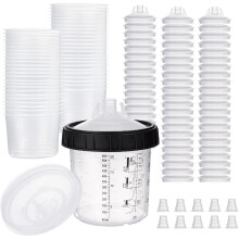 Verfbekers, mengbekers en bekers 20 ounce (600 ml) set 50 bekers en deksels systeem, 1 hard met borgringpluggen