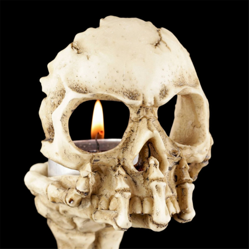 Spookachtige theelichthouder - Halloweendecoraties Horrorschedelhouders Hars 1