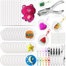 3D Magisch Tekenen Textuur Schilderen Schuim voor Kinderen Kunstpapier Kit, DIY Handafdruk Sleutelhangers