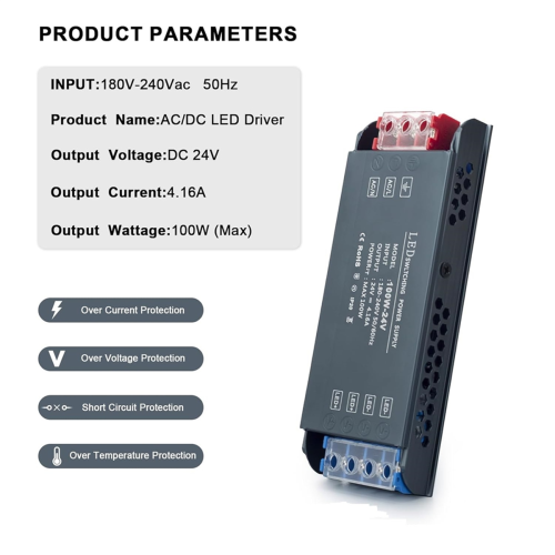 LED-voeding AC180-240V Mute-verlichtingstransformator 100W lichtdriveradapter met 24V AC-ingang 1