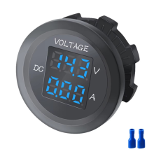 12-24V Instrument Waterdicht Voltage VA Driecijferig Rond LED-paneel Digitale Voltmeter Ampèremeter Tester Monitor A
