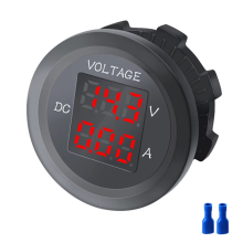 12-24V Instrument Waterdicht Voltage VA Driecijferig Rond LED-paneel Digitale Voltmeter Ampèremeter Tester Monitor C