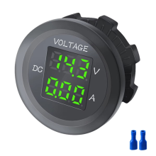 12-24V Instrument Waterdicht Voltage VA Driecijferig Rond LED-paneel Digitale Voltmeter Ampèremeter Tester Monitor B