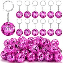 25 stuks discobal sleutelhanger, roosrode sleutelhangers in bulk, mini sleutelhangers als decoratie