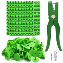Oormerken voor runderen nummer 001-100 met tang, plastic set oorbelmerkpen voor identificatie van vee, voor koeien