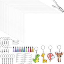 Kit met 186 krimpfolievellen, krimpende sleutelhangerset, 25 plastic papier, kwastjes, voor het markeren van hobbymateriaal
