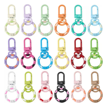 Snoepkleurige lente sleutelhanger, kleurrijke metalen kreeftenklauw met sleutelhangers voor doe-het-zelf-knutselwerkjes, 18 stuks