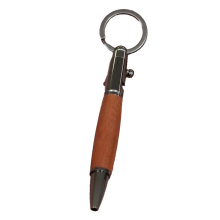 Pen met grendel, reissleutelhanger, korte, compacte, tactiele houten balpen met 5 vervangende vullingen C