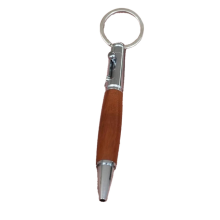 Pen met grendel, reissleutelhanger, korte, compacte, tactiele houten balpen met 5 vervangende vullingen B