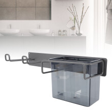 Carbon Steel Wall Mount Hair Dryer Holder, Black, Multifunctional Storage Rack