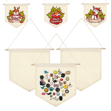 6 stuks canvas banner blanco, banners met houten deuvel, geëmailleerde pin-wanddisplayhouder voor pins
