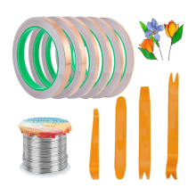 Glas-in-loodset, 6 stuks koperfolie plakband, 1 rol soldeer voor 4 stuks plastic schrapers, doe-het-zelf
