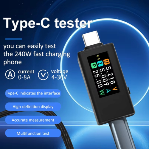 KWS-1902L Multifunctionele USB Type-C-tester 4-30V Maximaal 12A Uitgeschakeld Opslagfunctie Spanning Ampèremeter Meter 1