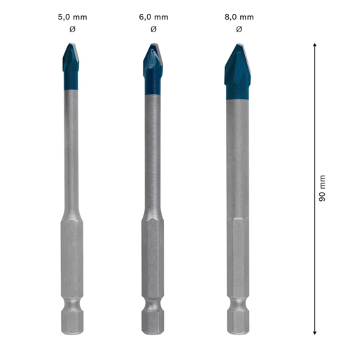 Set harde boren 5-8 mm 90 mm lang 10x hoge hardheid accessoires 1