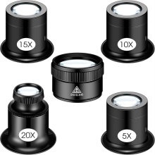 5 stuks juweliersloep, monoculair vergrootglas met 30x36mm lens, experimenteel reparatiegereedschap voor horloges en sieraden