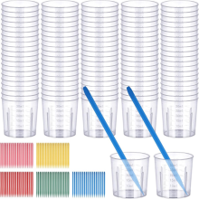 Harsmengbekers en -stokjes, maatbekers, puntige roerstokjes voor verf, beits, epoxy, 30 ml