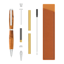 Slimline houtdraaipenset - met zwarte inkt, 10 stuks + bonushoezen - DIY-knutselspullen voor cadeaus en schrijfgerei