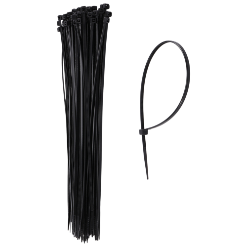100 x Dunne zwarte kabelbinders Zip Cord Strap Wrap 200mm 3mm 1