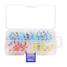 100 stuks soldeer- en krimpkousverbinders met behuizing (35 rood, 30 blauw, 25 wit, 10 geel)