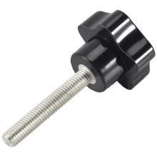 M8 x 50mm draadvervangende stervormige handknop-aanhaalschroef zwart zilverkleurig