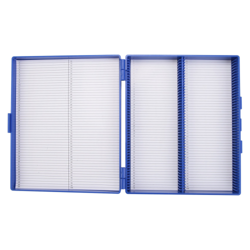 Koningsblauwe plastic rechthoekige microscoopdoos voor 100 microscoopglaasjes 2