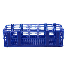 Blauwe plastic doos met 21 gaten voor 50 ml centrifugebuizen