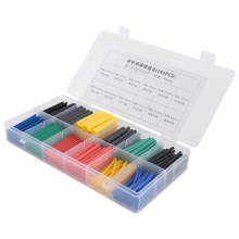 280 stuks krimpkous 2:1 draadhuls elektrische kabelwikkeling diverse isolatiehulzen thermisch 5 kleuren 8 maten in een plastic doos