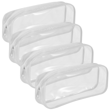 4 stuks doorzichtige etui met grote capaciteit, transparante etui met PVC-ritssluiting