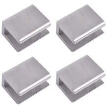 4 stuks verstelbare 304 roestvrijstalen glazen plankbeugels met klem, 0,23 - 0,35 inch, geborstelde afwerking