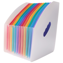 Uitbreidbare maphouder, staande A4, verticale organizer, tijdschriftenmand, bureaublad, 13 vakken