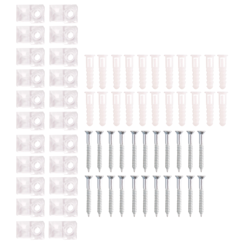 22 sets spiegelhouderclips, set van kristalheldere plastic clips en glashouders