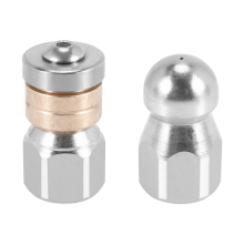 Rioolreiniger slangsproeier, hogedrukreiniger sproeier, 1 knop neussproeier & 1 roterende sproeier, 1/4 inch verpakking van 2
