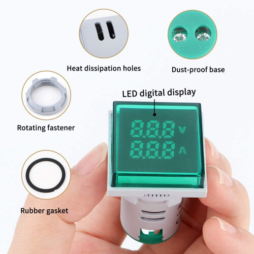 AC Volt Ampèremeter, 20-500V 0-100A Mini Multimeter LED Dubbel Display Voltmeter Ampèremeter Spannings- en Stroommeter Tester 2