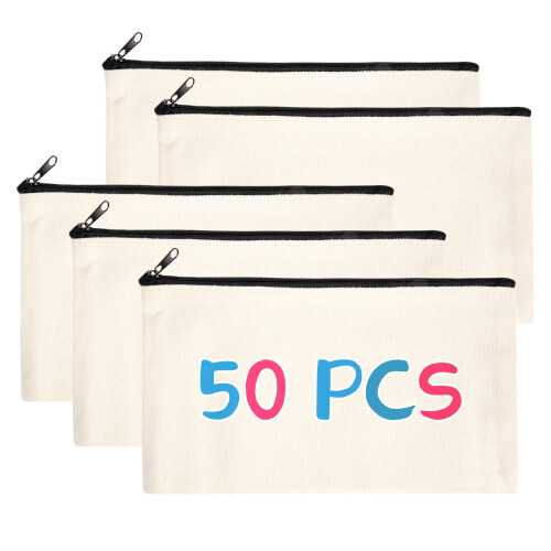 50 stuks canvas rits etui cosmetische blanco DIY knutsel school 2