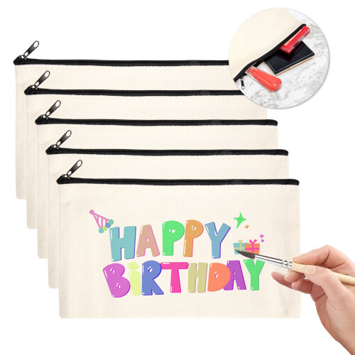 50 stuks canvas rits etui cosmetische blanco DIY knutsel school