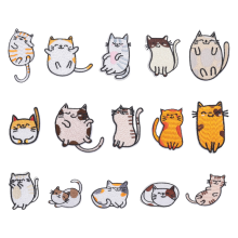 Geborduurde strijkpatches, 15 stuks levendige schattige kattenborduurpatches voor jeansjassen, naai-applicatie, doe-het-zelf-accessoire